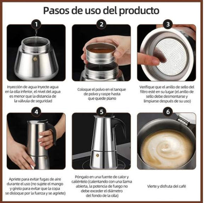 Cafetera Prensa Italiana Acero Inoxidabl