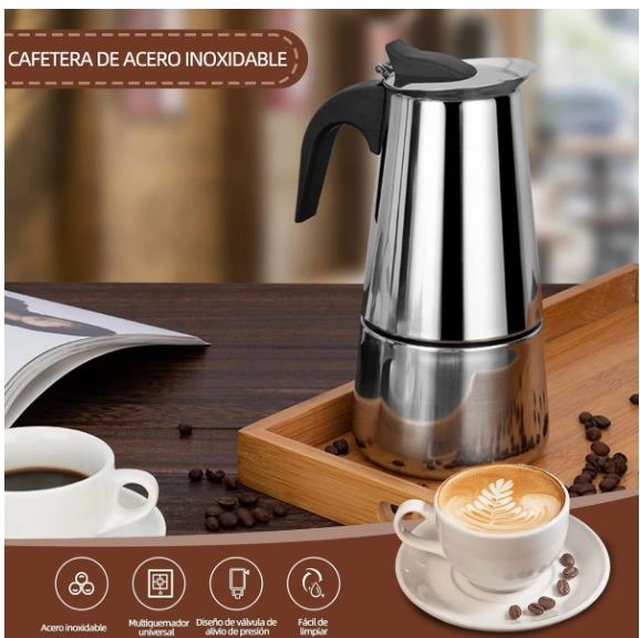 Cafetera Prensa Italiana Acero Inoxidabl