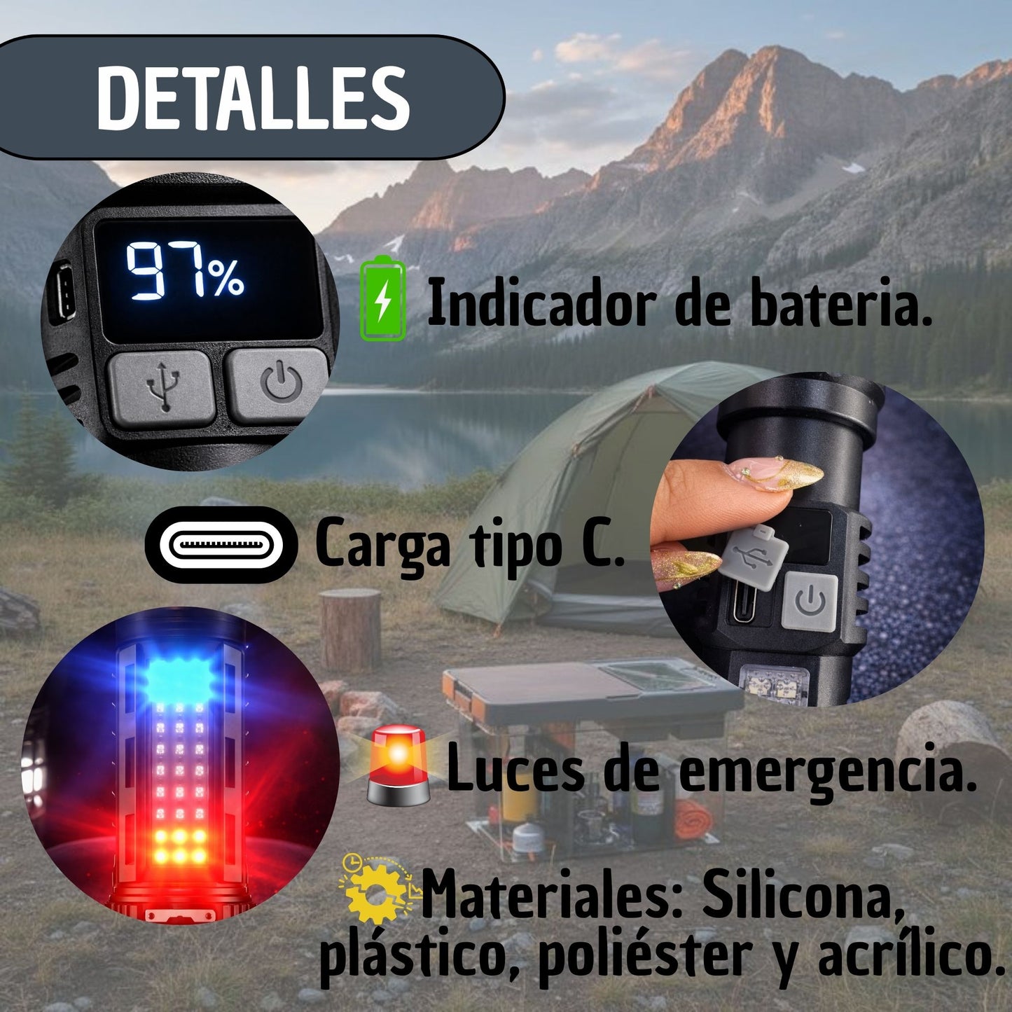 Linterna Recargable Tactica Tipo C