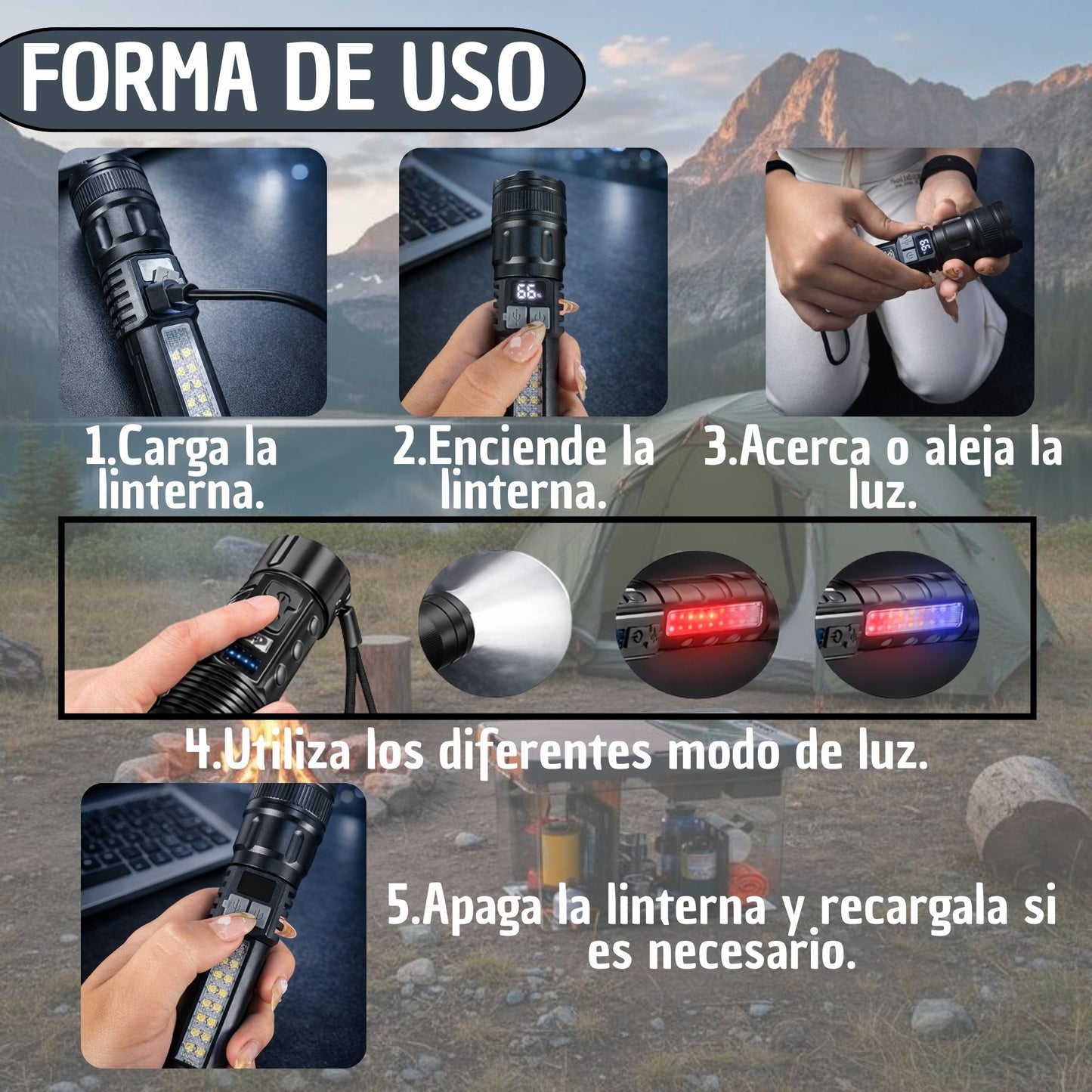 Linterna Recargable Tactica Tipo C