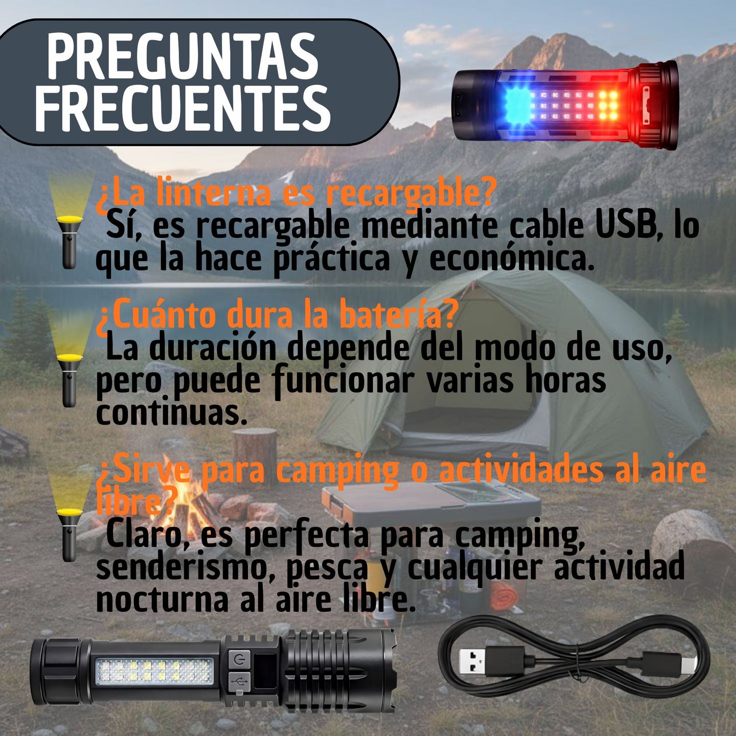 Linterna Recargable Tactica Tipo C