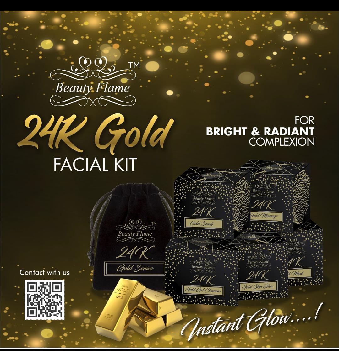 Beauty Flame Gold Facial Kit 5 in 1 With Free Eye Mask & Lip Mask