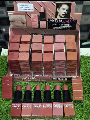 AIYISHA Beauty Matt Lipsticks 6 pcs set With Free Lip gloss