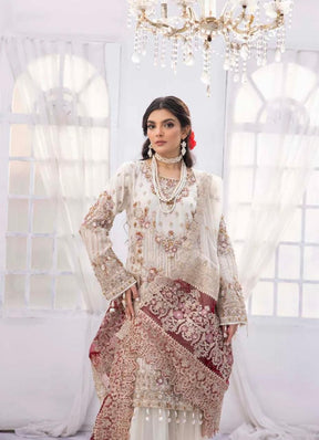 New Arrival: IMROZIA PREMIUM Hand-Made Bridal Off-White Lengha/Garara Collection