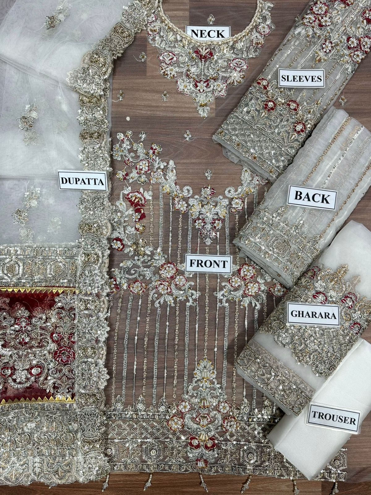 New Arrival: IMROZIA PREMIUM Hand-Made Bridal Off-White Lengha/Garara Collection