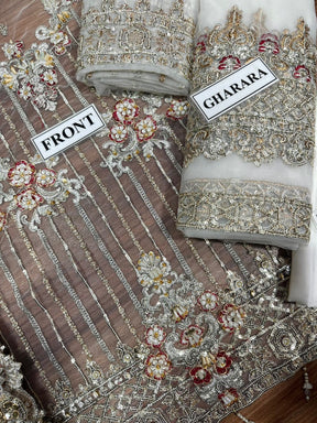 New Arrival: IMROZIA PREMIUM Hand-Made Bridal Off-White Lengha/Garara Collection